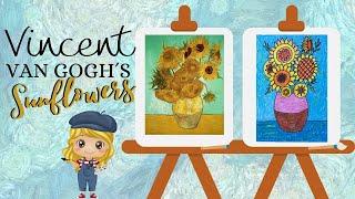 How to paint Vincent Van Gogh´s SUNFLOWERS- Art lesson for kids