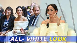  Meghan Shines in Stunning All-White Ensemble 