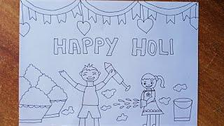 Easy Drawing Of Holi Festival Holi Drawing Very Easy Part -1 PencilHAPPY HOLI 