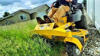 Satisfying Tall Grass Mowing  Overgrown Lawn Makeover + Stripes