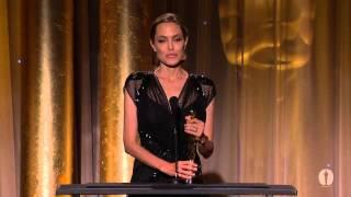 Angelina Jolie receives the Jean Hersholt Humanitarian Award at the 2013 Governors Awards