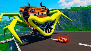 Epic Car Crashes & Lightning McQueens Great Escape from Giant Spider-Legged Monsters  BeamNG.Drive