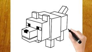 How To Draw Minecraft Wolf  Dog