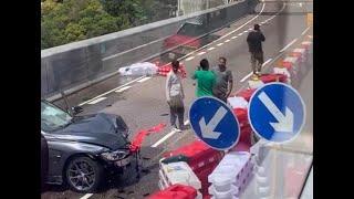 車CAM直擊 - 多角度 青馬大橋 私家車硬撼水馬  成架飛起 #型到盡頭便是柒