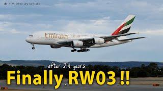 FINALLY - Emirates A6-EEO arriving on RW03 at Perth Airport on November 22 2022.