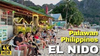 4K  EL NIDO TOWN 2024  Beachfront Walk Hotels Restaurants and Streets  Palawan Philippines