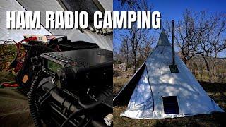 HAM RADIO CAMPING - Tipi Tent Kinder Surprise EFHW Antenna SSB Test