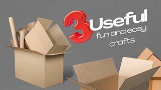 3 Easy Useful Cardboard Crafts for Home Decor  Art and Craft with Cardboard