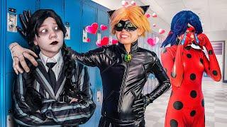 Wednesday Addams stole Ladybugs boyfriend Wednesday and Cat Noir are now a couple