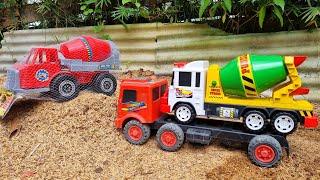 Mencari dan merakit mobil mobilan 2 truk molen besar Dam truk panjang Excavator School Bus Train