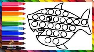 Dibuja y Colorea Un Tiburón POP IT 🟠🟡🟢🟣 Dibujos Para Niños