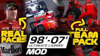 FERRARI & McLAREN-MERCEDES FULL TEAM PACK with FACES - F1 1998-2007 carrer mod  Official Video