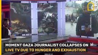 Moment Palestine TV journalist Amr al-Dahoudi collapses live on television