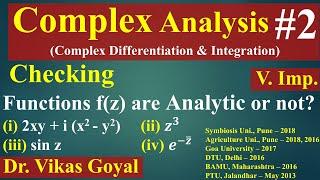 Complex Analysis #2 V.Imp.  Checking Analytic Function  Verifying Cauchy Riemann Equations