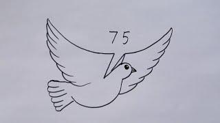 Kolay çizimler  75den güvercin çizimi  #rakamlardançizimler  Kuş çizimi