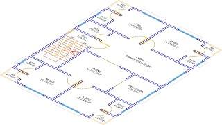 HOUSE PLAN DESIGN  EP 291  1300 SQUARE FEET 4 BEDROOMS HOUSE PLAN  LAYOUT PLAN