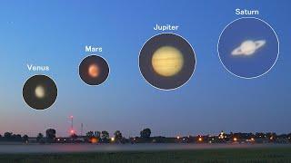 Venus Mars Jupiter Saturn - Planetary alignment 2022 - visible to the naked eye. Nikon P1000 zoom