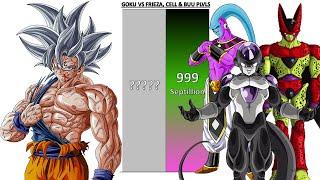 Goku VS Frieza Cell & Buu POWER LEVELS - DBDBZDBGTDBSSDBHAnime WarUV