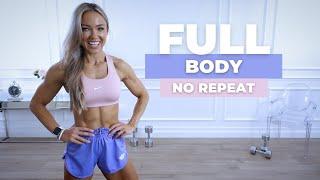 DIVERSE 30 MIN FULL BODY WORKOUT - Dumbbells & Bodyweight  No Repeat