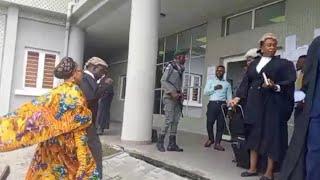 ARRIVAL OF LIZZY ANJORIN AND HUSBAND IN IKOYI COURT FOR IYABO OJOS 1 BILLION NAIRA DEFAMATION CASE