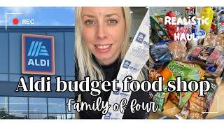 ALDI £100 BUDGET FOOD SHOP  Food shopping haul. Family of 4 weekly shop at Aldi  UK mum vlog.