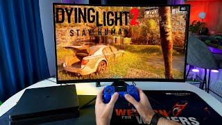 PS4 Slim On 27 Curved Gaming Monitor   Dying Light 2 Stay Human 