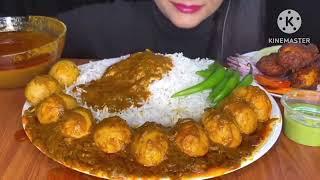 ASMR SPICYANDA CURRY WITH CHICKEN LOLLIPOP EXTRA GRAVY WITH GREEN CHUTNEYRICE EATING CHALLENGE