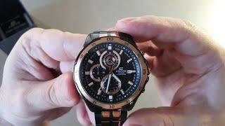 Casio Edifice Super Illuminator watch EFR-547BKG-1AVUEF Rose Gold Black 4K UNBOXING