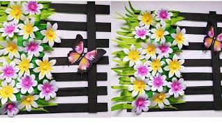 Easy and beautiful paper flowers wallmate craft for room decorationsDIY craftpaper flowers