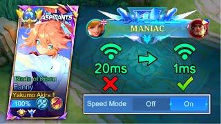 MANIAC WHEN 20MS GLOBAL FANNY USER PLAYS 1MS PING SPEEDMODE IS ON
