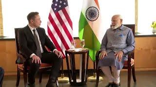 PM Modi in US Elon Musk meets Modi says Tesla is looking to invest in India