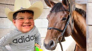 Caleb RIDES A HORSE Caleb GOES HORSEBACK RIDING WITH MOM and DAD