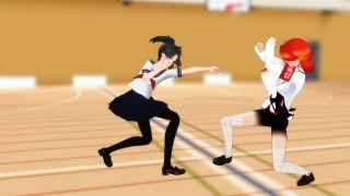 【MMD  YanSim】If Akane subdued Yandere-chan with MMA fighting method