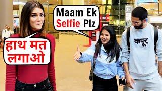 Kriti Sanon BAD Behavior With Fan In Front Of Shahid Kapoor At Airport