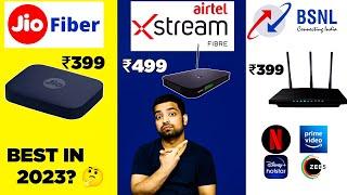 Jio Fiber Vs Airtel XStream Fiber Vs BSNL Bharat Fiber ️ Installation Plans Speed Charges