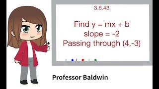 Find the slope-intercept form for the line satisfying the conditions. Given slope & point. 3.6.43