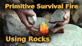 Primitive Survival Fire Using Only Rocks