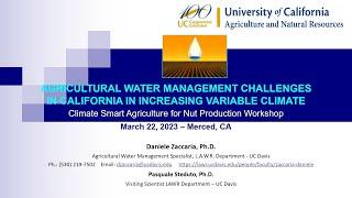 #4 Ag Water Management Challenges in CA in Increasing Variable Climate with Pasquale Steduto Ph.D.