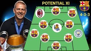 Hansi flick predicted lineup for barcelona with transfers 433 formation  xavi replacement