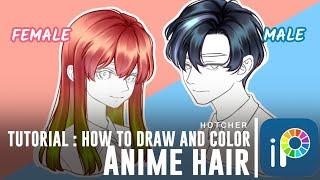 IbisPaintX How to Draw and Color Anime Hair Tutorial