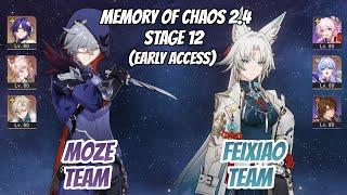 Moze x Dr.Ratio & Feixiao w Hunt March Memory of Chaos Stage 12 3 Stars  HSR 2.5 EARLY ACCESS