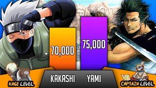 Kakashi Vs Yami Power Levels  Naruto vs Black clover power Levels - Golden Dusk 