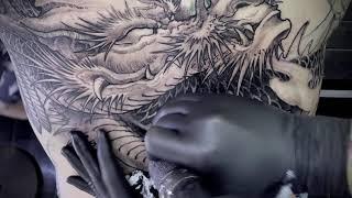 Freehand Dragon Tattoo done by Trung Tadashi Artist.  Full back tattoo