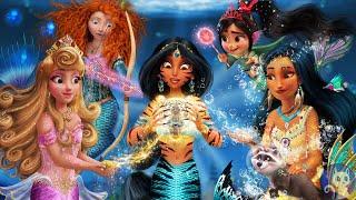 Disney Princesses as Magical Mermaids They explore the ocean together   Alice Edit