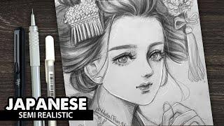 Draw Princess Japanese girl  semi realistic style
