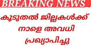 BREAKING NEWS കൂടുതൽ ജില്ലകൾക്ക് നാളെ അവധി പ്രഖ്യാപിച്ചു