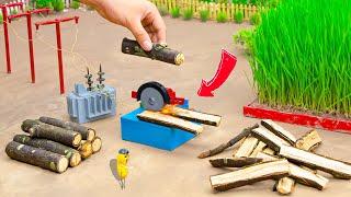 diy mini tractor making wood cutting machine science project  tractors working on the farm