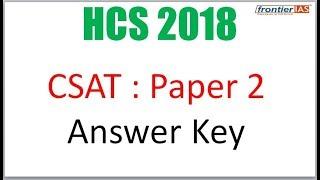 HCS 2018 exam  CSAT answer key discussion I Frontier IAS I analysis I PDF I HPSC