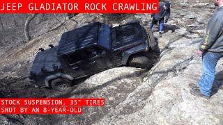 Jeep Gladiator Rock Crawling 35s & Stock Suspension 8-Year-Old CameraKid