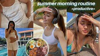 PRODUCTIVE SUMMER MORNING ROUTINE pilates swimming skincare & grwm